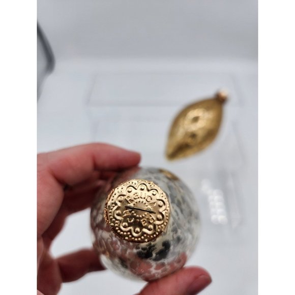 2 Vintage Rauch Tear Drop Silver Gold Mercury Glass Christmas Ornaments - Picture 4 of 4